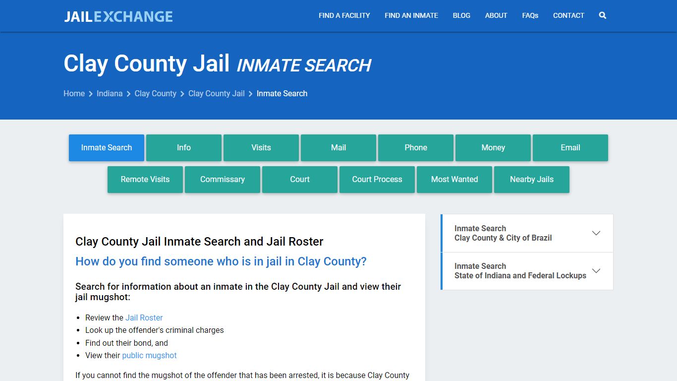 Inmate Search: Roster & Mugshots - Clay County Jail, IN